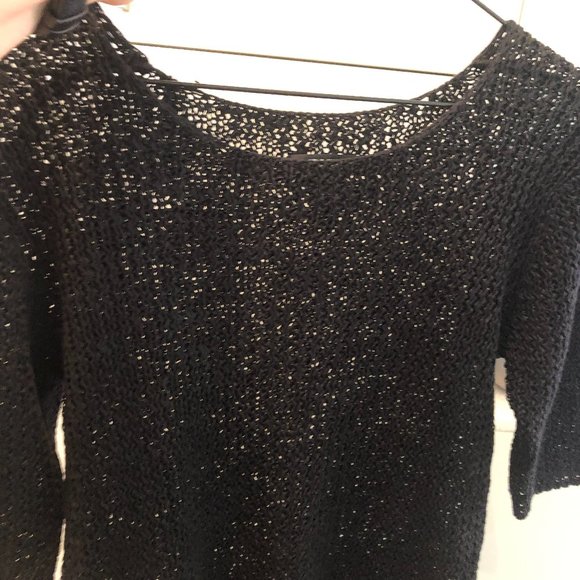Vintage DKNY black lacy knit short sleeved top - Picture 1 of 10